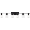 DRNANLIT Black Bathroom Vanity Lighting Over Mirror,6 Light Bathroom Vanity Lights with Clear Glass Shade,Metal Vanity