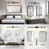 Modern 6-Light Vanity Bathroom Mirror Light, Frosted White Glass with Black Iron Frame, Contemporary Wall Sconce for Bedroom, Bathroom