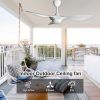 reiga 52 Inch Smart White Ceiling Fan with Dimmable Light and Remote Control, 3 Blades Modern Indoor Outdoor Ceiling Fans