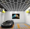 RGBW Hexagon Modular Suspended Lighting, Wall Lights, Honeycomb Ceiling Light for Garage, Basement, Gaming Room, Warehouse, Gym