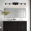 DRNANLIT Black Bathroom Vanity Lighting Over Mirror,6 Light Bathroom Vanity Lights with Clear Glass Shade,Metal Vanity
