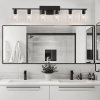 DRNANLIT Black Bathroom Vanity Lighting Over Mirror,6 Light Bathroom Vanity Lights with Clear Glass Shade,Metal Vanity