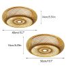 E27 Bamboo Flush Mount Ceiling Light Rustic Rattan Ceiling Fixture Hanging Lamp 3-Lamp 110V/220V 40/50cm (Bulb Not Included)
